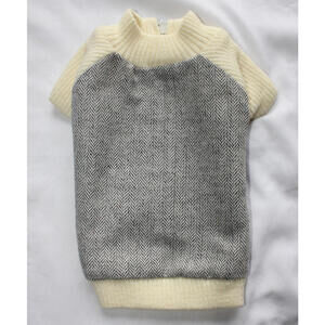 Dickens' Closet Dog Gray White Herringbone Zip Jacket Size XS